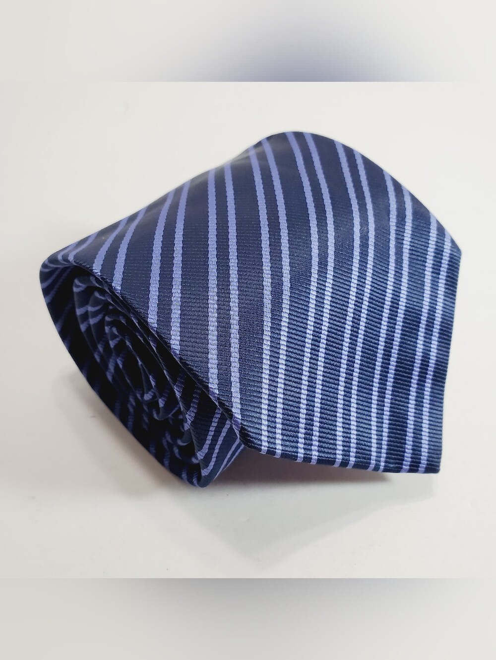 Cardini Blue Stripe Pattern Men's Neck Tie Repp Fabric 58x3.5"